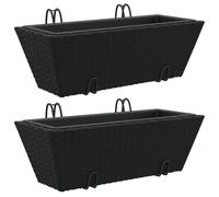 vidaXL Jardinière avec crochets 2 pcs. noir Poly rotin