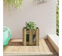 vidaXL Jardinière avec design de clôture 30x30x30 cm pin imprégné 832446 Vert G