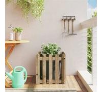vidaXL Jardinière avec design de clôture 50x50x50 cm pin imprégné 832456 Multicolore G