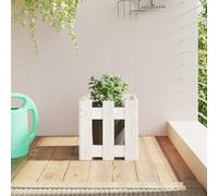 Jardinière avec design de clôture blanc 30x30x30 cm pin massif 832443