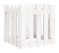 vidaXL Jardinière avec design de clôture blanc 50×50×50 cm en pin massif