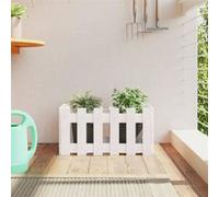 Jardinière avec design de clôture blanc 60x30x30 cm pin massif 832468