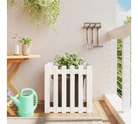Jardinière avec design de clôture blanc 60x60x60 cm pin massif 832458