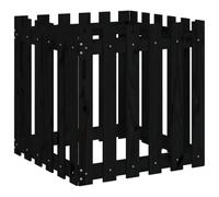 Jardinière avec design de clôture noir 60x60x60 cm pin massif 832459