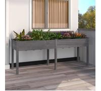 Vidaxl Jardinière Avec Doublure Gris 203x53x76 Cm Bois Massif De Sapin