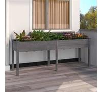 vidaXL Jardinière avec doublure gris 203x53x76 cm bois massif de sapin 364241 Gris G