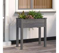 Vidaxl Jardinière Avec Doublure Gris 71x37x76 Cm Bois Massif De Sapin