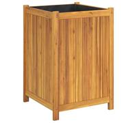 vidaXL Jardinière avec Doublure, Lit Surélevé, Bac à Fleurs, Pot de Plantes, Boîte à Fleurs Jardin Patio Terrasse, 50x50x75 cm Bois Massif d'Acacia