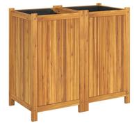 vidaXL Jardinière avec Doublure, Lit Surélevé, Bac à Fleurs, Pot de Plantes, Boîte à Fleurs Jardin Patio Terrasse, 84x42x75 cm Bois Massif d'Acacia