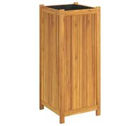 vidaXL Jardinière avec Doublure, Lit Surélevé, Bac à Fleurs, Pot de Plantes, Boîte à Fleurs Jardin Patio Terrasse, 42x42x100 cm Bois Massif d'Acacia