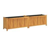 vidaXL Jardinière avec Doublure, Lit Surélevé, Bac à Fleurs, Pot de Plantes, Boîte à Fleurs Jardin Patio Terrasse, 199x38,5x50 cm Bois Massif d'Acacia