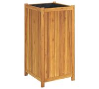 vidaXL Jardinière avec Doublure, Lit Surélevé, Bac à Fleurs, Pot de Plantes, Boîte à Fleurs Jardin Patio Terrasse, 50x50x100 cm Bois Massif d'Acacia