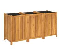 vidaXL Jardinière avec Doublure, Lit Surélevé, Bac à Fleurs, Pot de Plantes, Boîte à Fleurs Jardin Patio Terrasse, 150x50x75 cm Bois Massif d'Acacia