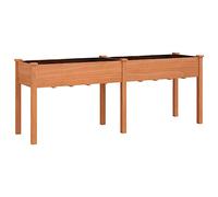 vidaXL Jardinière en bois massif sapin 203×53×76 cm marron avec doublure, lit surélevé