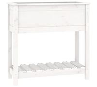 Plantenbak met schap 82,5x34,5x81 cm massief grenenhout wit823760