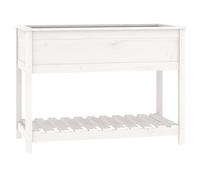 Vidaxl Jardinière Avec Étagère Blanc 111,5x54x81 Cm Bois Massif De Pin