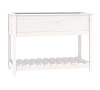 vidaXL Jardinière avec étagère Bac à fleurs surélevé 111,5 x 54 x 81 cm Bois massif de pin Blanc
