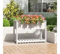 Jardinière avec étagère Blanc 111,5x54x81 cm Bois massif de pin 823788