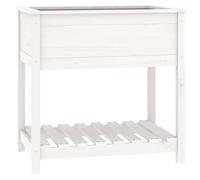 Vidaxl Jardinière Avec Étagère Blanc 82,5x54x81 Cm Bois Massif De Pin