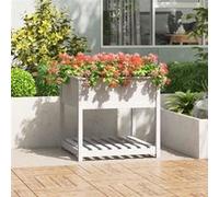 Jardinière avec étagère Blanc 82,5x82,5x81cm Bois massif de pin 823795