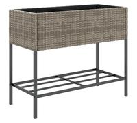 vidaXL Jardinière avec étagère en résine tressée Gris