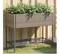vidaXL Jardinière avec étagère en résine tressée Gris