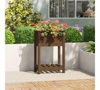 Vidaxl Jardinière Avec Étagère Marron Miel 54x34,5x81 Cm Bois De Pin