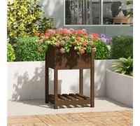Vidaxl Jardinière Avec Étagère Marron Miel 54x54x81 Cm Bois De Pin
