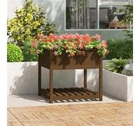 Jardinière avec étagère Marron miel 82,5x82,5x81 cm Bois de pin823797