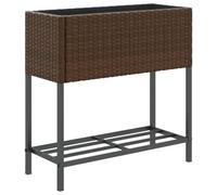 vidaXL Jardinière avec étagère Marron résine tressée