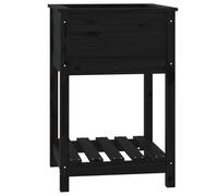 Vidaxl Jardinière Avec Étagère Noir 54x54x81 Cm Bois Massif De Pin