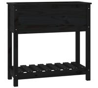 Vidaxl Jardinière Avec Étagère Noir 82,5x34,5x81 Cm Bois Massif De Pin