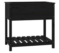 Vidaxl Jardinière Avec Étagère Noir 82,5x54x81 Cm Bois Massif De Pin
