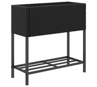 vidaXL Jardinière 366387 – Résine tressée noire avec étagère, bac à fleurs/tomates