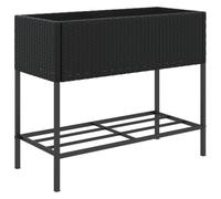 vidaXL Jardinière 366384 avec étagère noir résine tressée