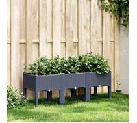 vidaXL Jardinière avec Pieds, Bac à Fleurs, Pot à Plantes, Boîte à Fleurs Jardin Terrasse Patio Extérieur, Bleu Gris 367896