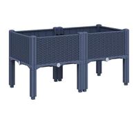 vidaXL Jardinière avec Pieds, Bac à Fleurs, Pot à Plantes, Boîte à Fleurs Jardin Terrasse Patio Extérieur, Bleu Gris 80x40x42 cm PP