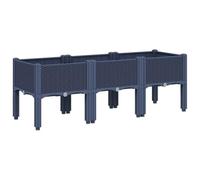 vidaXL Jardinière avec Pieds, Bac à Fleurs, Pot à Plantes, Boîte à Fleurs Jardin Terrasse Patio Extérieur, Bleu Gris 120x40x42 cm PP