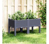 vidaXL Jardinière avec pieds – Bac à fleurs extérieur PP Bleu-gris 80x40x42 cm