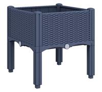 vidaXL Jardinière avec Pieds, Bac à Fleurs, Pot à Plantes, Boîte à Fleurs Jardin Terrasse Patio Extérieur, Bleu Gris 40x40x42 cm PP