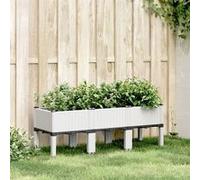 Jardinière avec Pieds, Lit Surélevé, Bac à Fleurs, Pot de Plantes Jardin Patio Terrasse Arrière-cour Extérieur, Blanc 120x40x42 cm PP