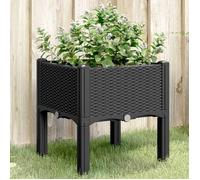 vidaXL Jardinière avec Pieds, Lit Surélevé, Bac à Fleurs, Pot de Plantes Jardin Patio Terrasse Arrière-cour Extérieur, Noir 367888