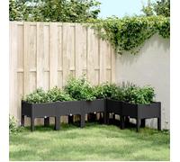 vidaXL Jardinière avec Pieds, Lit Surélevé, Bac à Fleurs, Pot de Plantes Jardin Patio Terrasse Arrière-cour Extérieur, Noir 367908