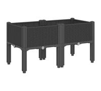 vidaXL Jardinière avec Pieds, Lit Surélevé, Bac à Fleurs, Pot de Plantes Jardin Patio Terrasse Arrière-Cour Extérieur, Noir 80x40x42 cm PP