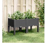 vidaXL Jardinière avec Pieds, Lit Surélevé, Bac à Fleurs, Pot de Plantes Jardin Patio Terrasse Arrière-cour Extérieur, Noir 367893