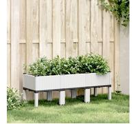 Jardinière avec Pieds, Lit Surélevé, Bac à Fleurs, Pot de Plantes Jardin Patio Terrasse Arrière-cour Extérieur, Blanc 120x40x42 cm PP