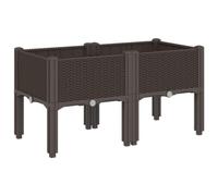 vidaXL Jardinière avec Pieds, Lit Surélevé, Bac à Fleurs, Pot de Plantes Jardin Patio Terrasse Arrière-Cour Extérieur, Marron 80x40x42 cm PP