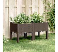 vidaXL Jardinière avec Pieds, Lit Surélevé, Bac à Fleurs, Pot de Plantes Jardin Patio Terrasse Arrière-Cour Extérieur, Marron 80x40x42 cm PP