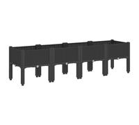 vidaXL Jardinière sur pieds 367903 - Bac à fleurs surélevé, Noir