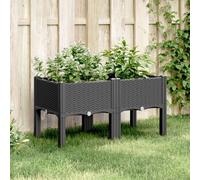 vidaXL Jardinière avec Pieds, Lit Surélevé, Bac à Fleurs, Pot de Plantes Jardin Patio Terrasse Arrière-cour Extérieur, Noir 367893